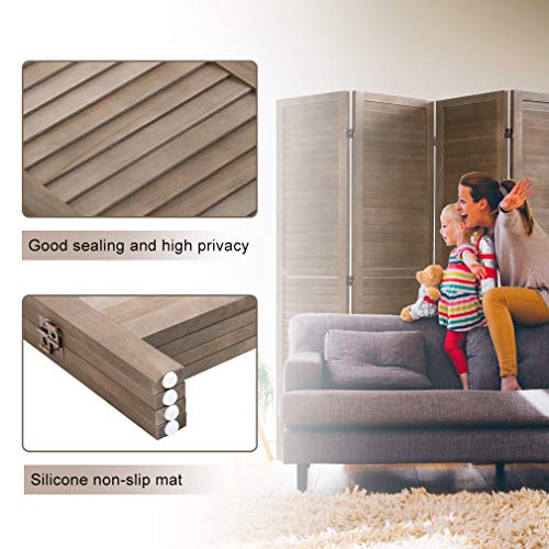 6 Panel Wood Room Divider Privacy Screen Freestanding White U13428