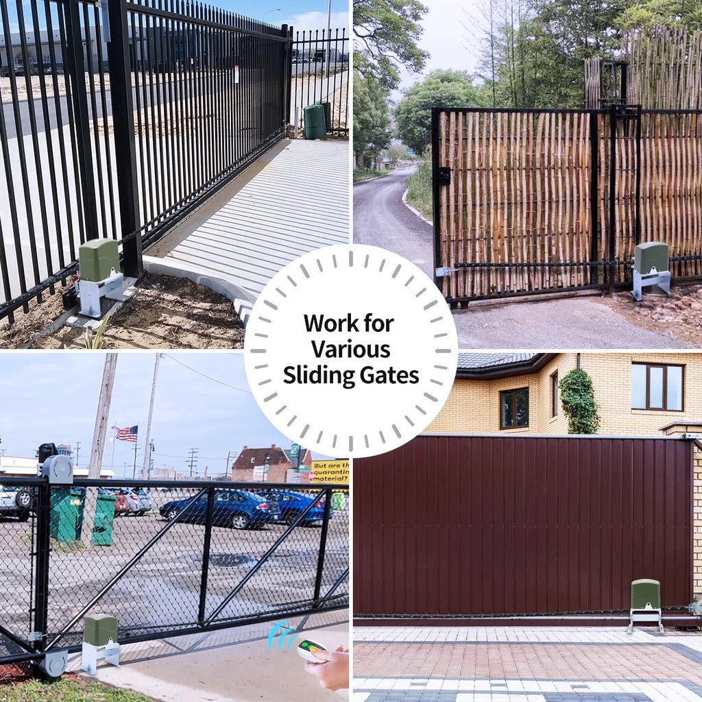 Automatic Sliding Gate Opener Chain Drive for Heavy Driveway Gates up to 1600 lbs, AC Powered with Remote Control M207