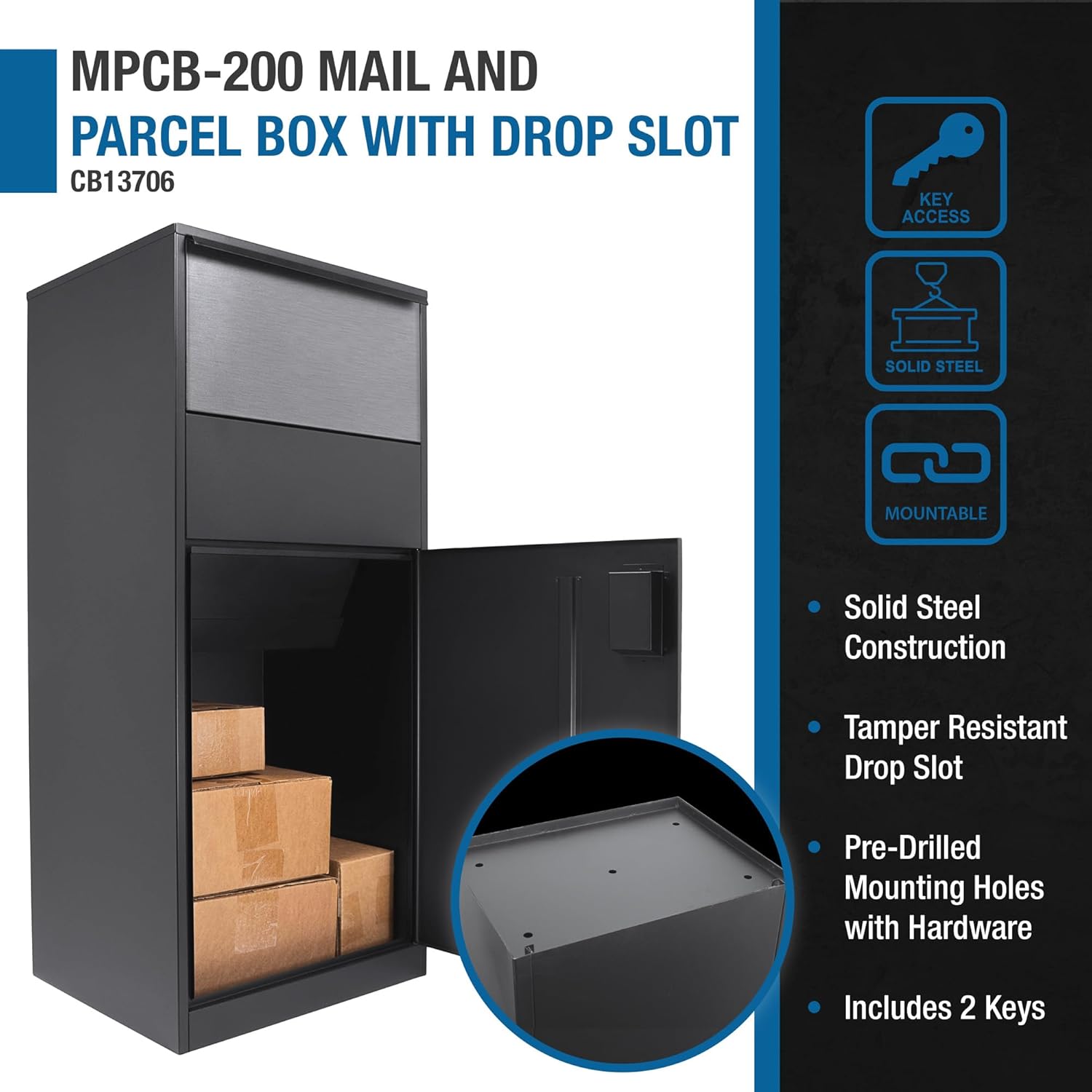 Large Steel Parcel Drop Box with Lock O79328