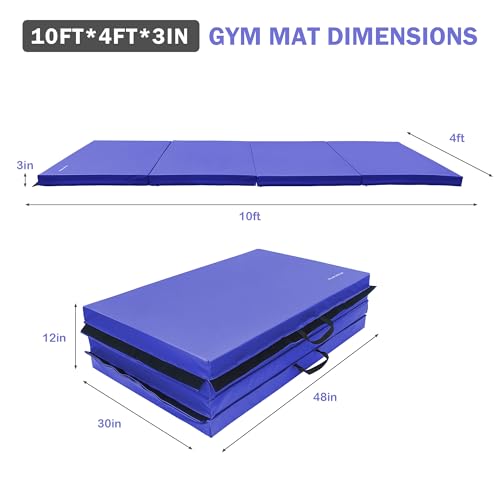 Folding Exercise Gymnastics Mat 4x10x3 Inch with Carrying Handles C40381