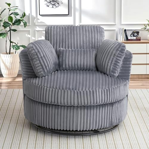 Round Swivel Barrel Chair with Ottoman for Living Room Bedroom G375183
