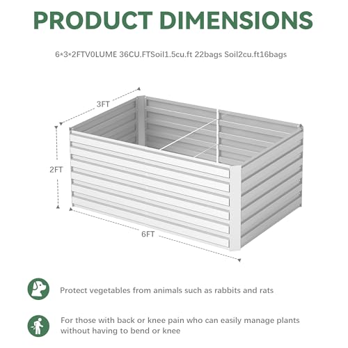 Galvanized Raised Garden Bed 8x4x2ft, Large Metal Planter Box for Outdoor Vegetables, Flowers & Herbs D2106