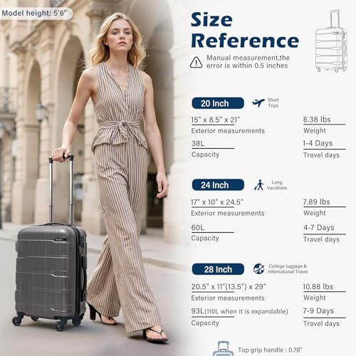 PC+ABS Spinner Suitcase with TSA Lock, 20/24/28 Inch Carry-On E252731