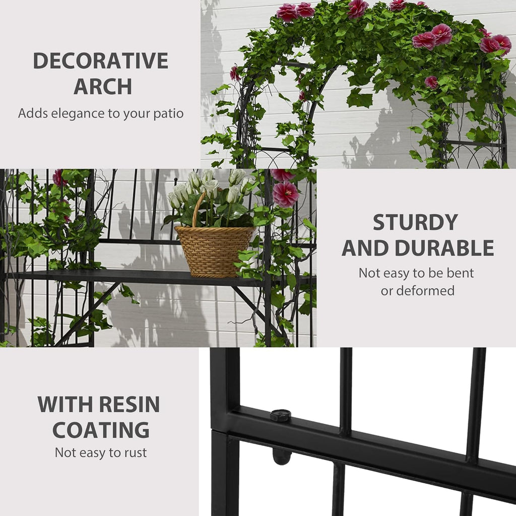 Metal Trellis Arbor Arch with Garden Bench for Climbing Plants Z662940