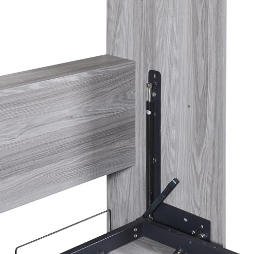 Murphy Bed Chest with Shelves and USB Ports, Foldable Wood Frame Y56482