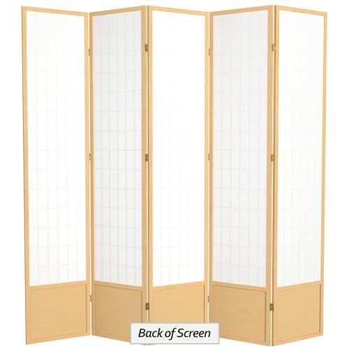 7 ft. Tall Window Pane Shoji Screen Room Divider, 3 Panels, White S15216