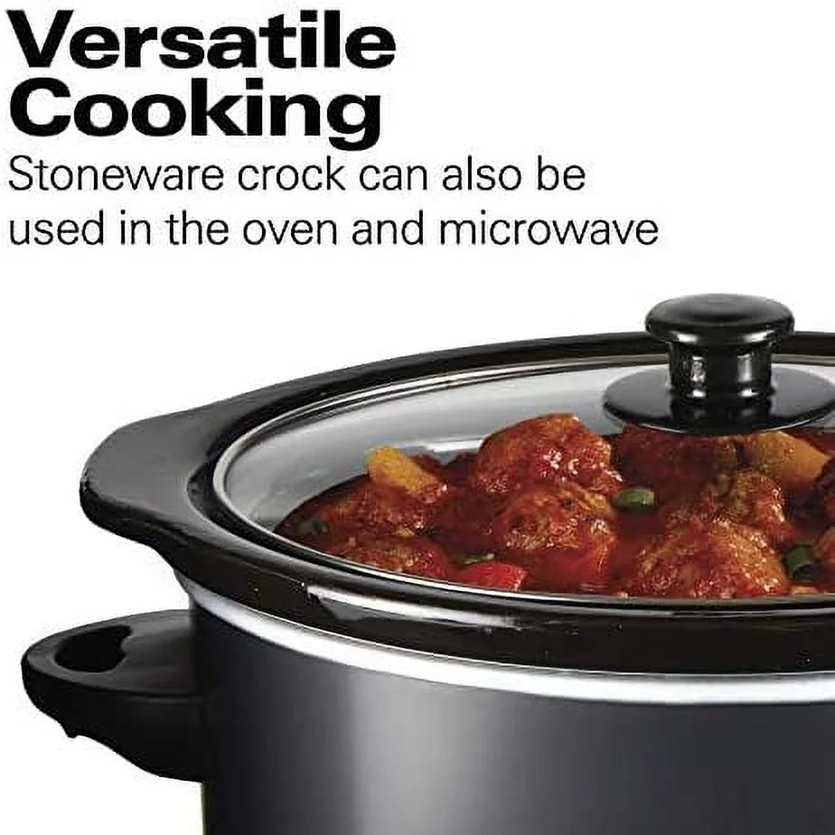 3-Quart Slow Cooker with Dishwasher-Safe Crock and Lid, Matte Black H703