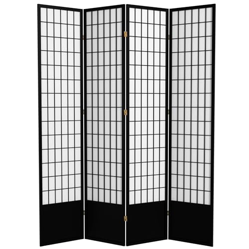 7 ft. Tall Window Pane Shoji Screen Room Divider, 3 Panels, White S15216