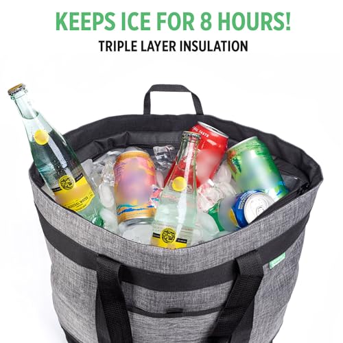 Insulated Cooler Bag with Thermal Lining, Collapsible for Grocery, Travel, Beach, and Picnic W52787