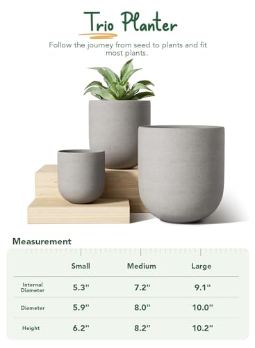 Ceramic Plant Pots with Drainage Hole, Set of 3, White R6124