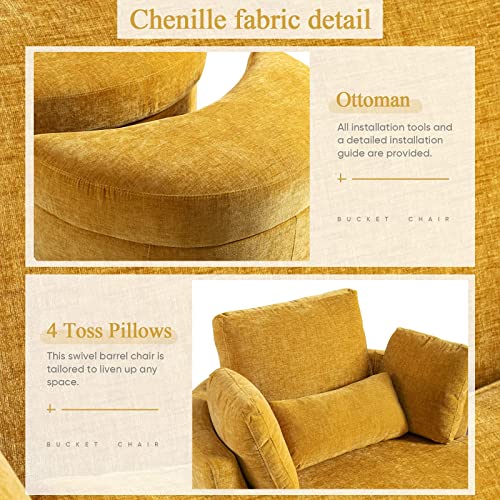 Round Swivel Barrel Chair with Ottoman for Living Room Bedroom G375183
