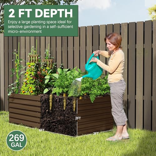 Galvanized Raised Garden Bed 8x4x2ft, Large Metal Planter Box for Outdoor Vegetables, Flowers & Herbs D2106