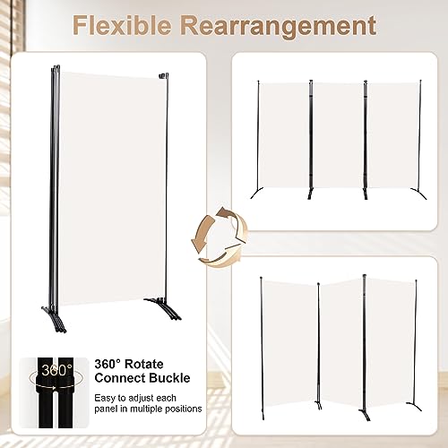 4 Panel Folding Room Divider Privacy Screen with Steel Frame F2996
