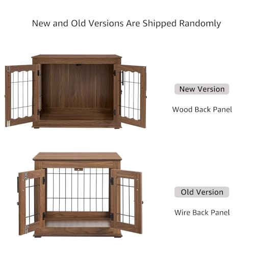 Wooden Dog Crate End Table with Double Doors and Pet Bed E595686