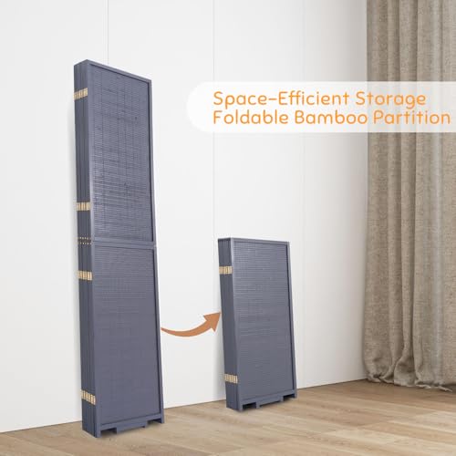 Bamboo Room Divider Folding Privacy Screen, 4 Panel, Beige N84000