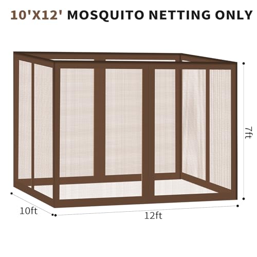10x10 Gazebo Replacement Mosquito Netting with Zippers, 4-Panel Sidewall V44920