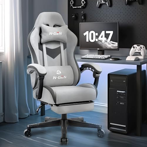 Gaming Chair with Footrest Lumbar Support High Back Recliner Ergonomic Leather L124