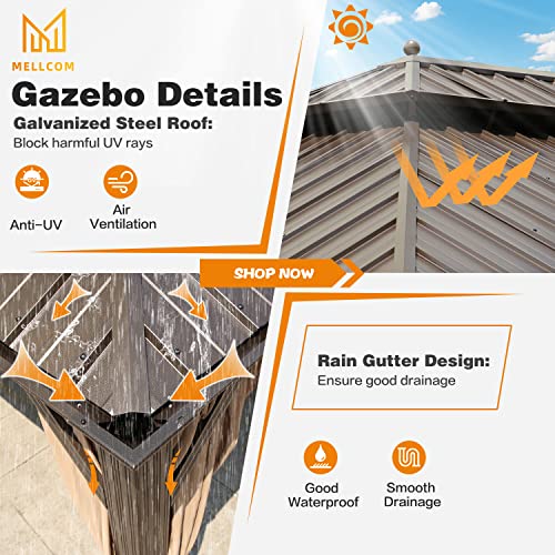 12x16 ft Hardtop Gazebo with Double Roof, Curtains and Netting T94173