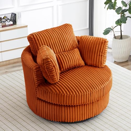 Round Swivel Barrel Chair with Ottoman for Living Room Bedroom G375183