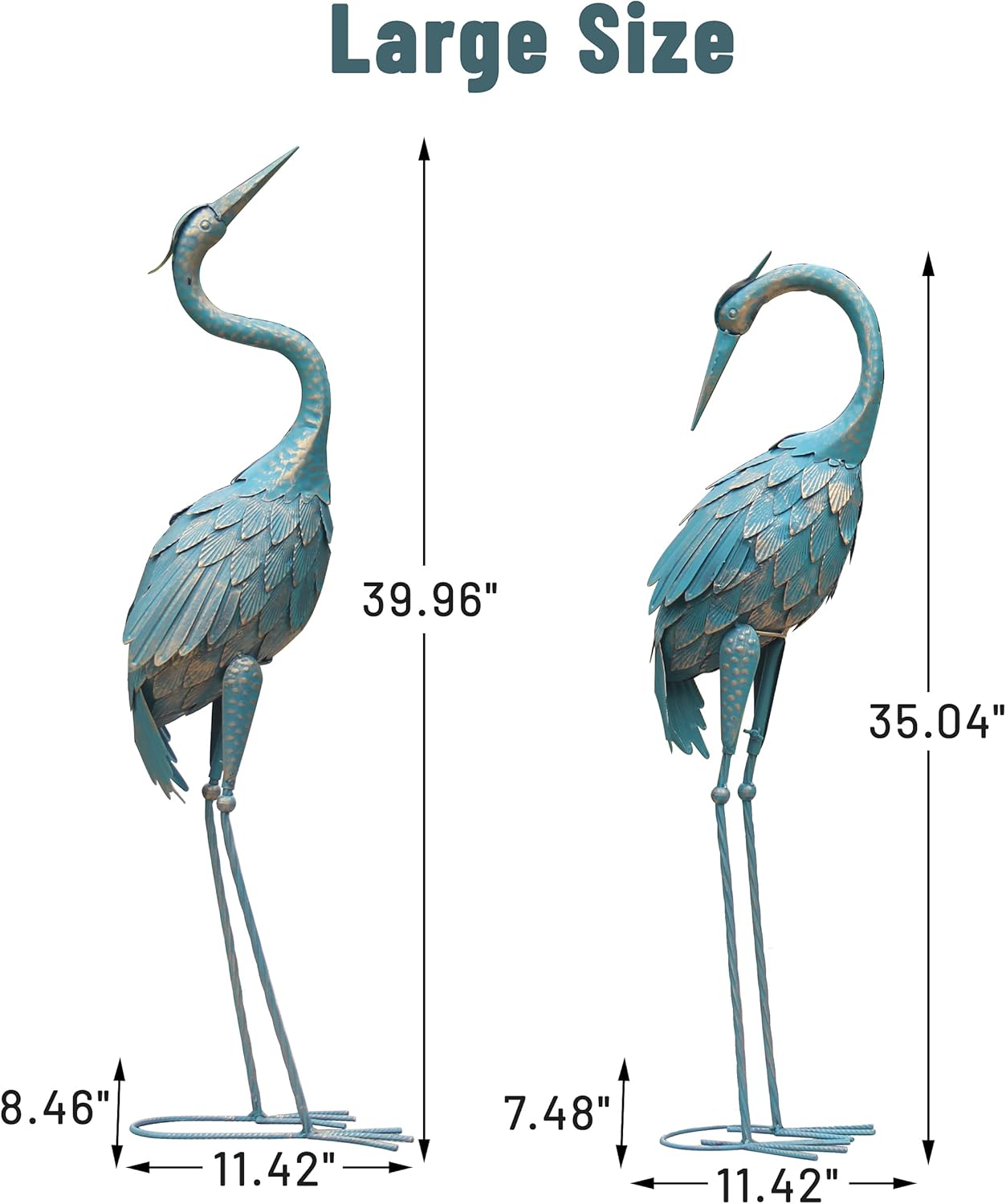 Metal Crane Garden Statue Décor, Set of 2, Outdoor Yard Art V562875