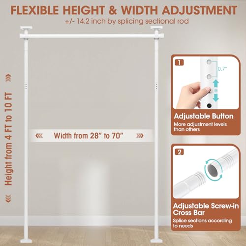 Room Divider Curtain Rod, No Drilling, Adjustable 4-10ft Height, Black N802525