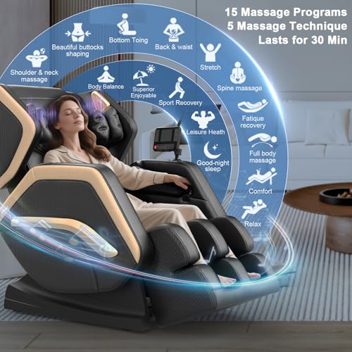Zero Gravity Full Body Massage Chair with 10 Rollers, Airbags, Heating, Bluetooth Speaker F908
