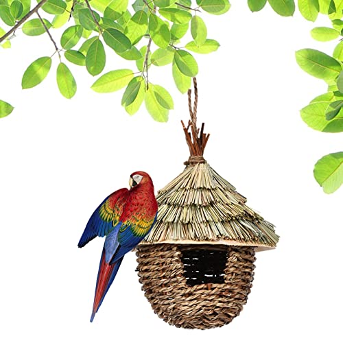 Hanging Straw Woven Bird House for Outdoor Garden Decor N13144