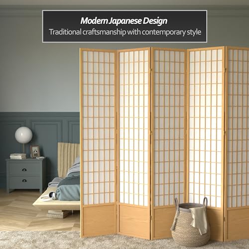 7 ft. Tall Window Pane Shoji Screen Room Divider, 3 Panels, White S15216
