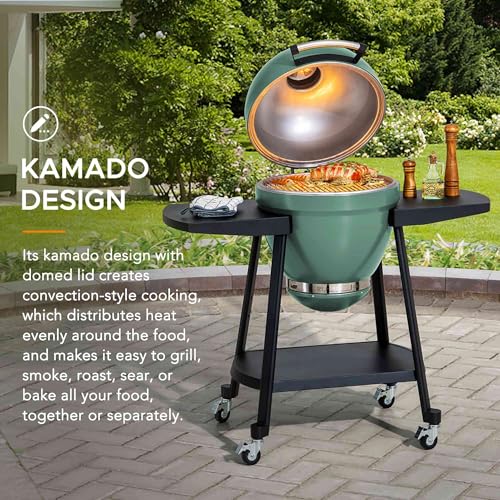 Charcoal Kamado Grill with Pizza Stone and Wheels Y970299