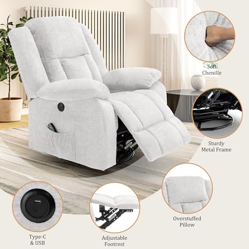 Swivel Glider Recliner Chair with Massage and Heating U99902