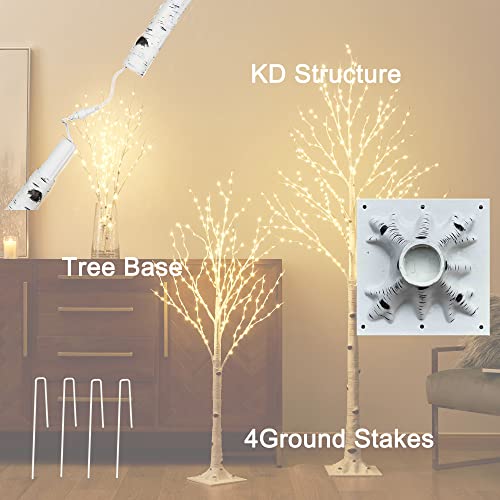 Birch Tree with Lights 4FT 200 Fairy Lights for Indoor Outdoor Decor B573