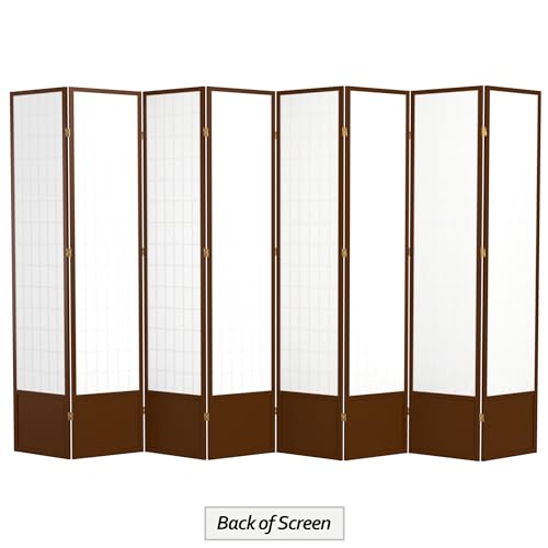 7 ft. Tall Window Pane Shoji Screen Room Divider, 3 Panels, White S15216