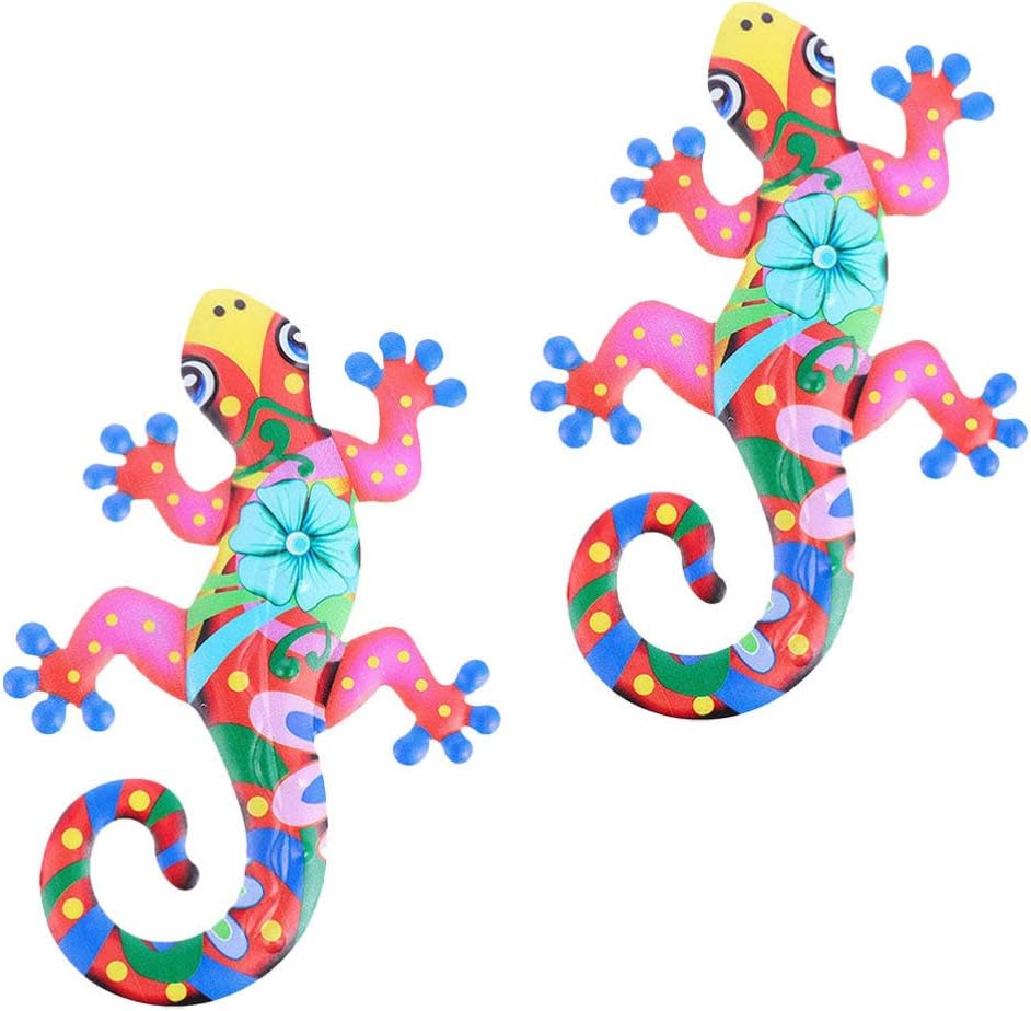 Hemoton 2pcs Iron Gecko Wall Art Decor Inspirational Gecko Sculpture Wall Hanging Ornament Gecko Hanging Ornament Metal Gecko Statue Pendant 3D Metal Gecko