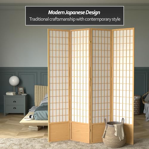 7 ft. Tall Window Pane Shoji Screen Room Divider, 3 Panels, White S15216