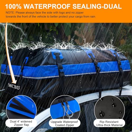 Soft-Shell Waterproof Rooftop Cargo Carrier, 21 Cubic Feet, with Straps and Storage Bag I12135