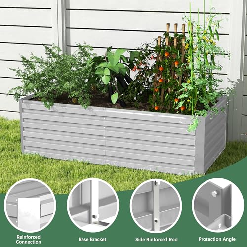 Galvanized Raised Garden Bed 8x4x2ft, Large Metal Planter Box for Outdoor Vegetables, Flowers & Herbs D2106