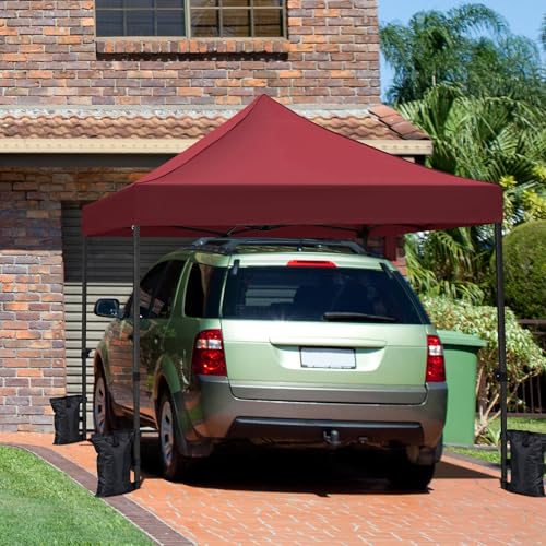 Heavy Duty Pop Up Canopy Tent 10x20 with Wheeled Carry Bag, White Q36763