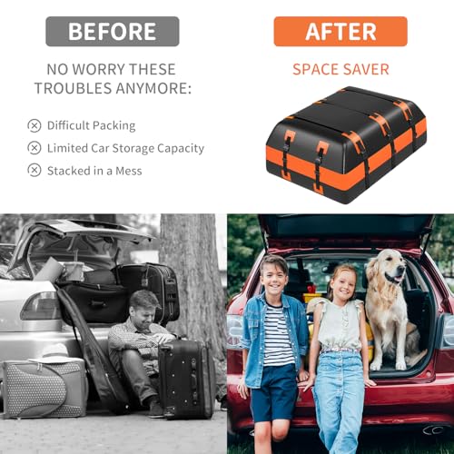 Car Rooftop Cargo Carrier Bag, 100% Waterproof Heavy Duty 840D, Includes Anti-Slip Mat and Storage Bag R270279