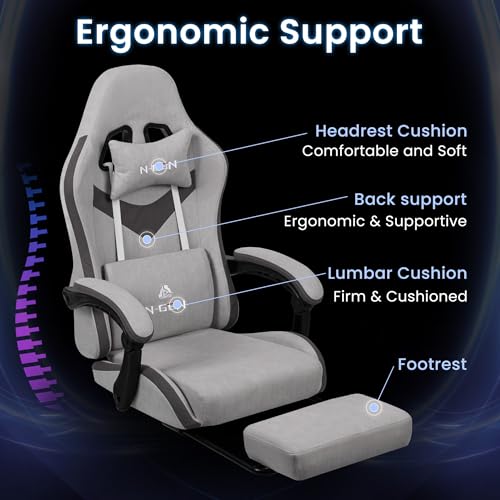 Gaming Chair with Footrest Lumbar Support High Back Recliner Ergonomic Leather L124