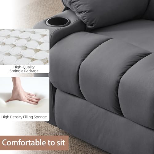 Swivel Recliner Chair with Massage and Heat, Fabric Upholstery, Lime Gray Y550941