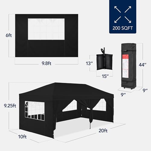 10x20 Party Tent, Waterproof Outdoor Canopy with Sidewalls S901683