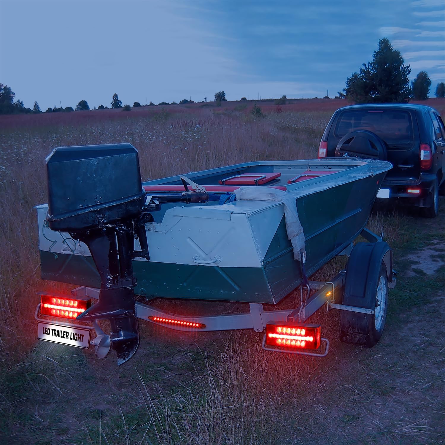 LED Submersible Rectangular Trailer Tail Light Kit with Brake Turn Reverse and Side Marker E1256