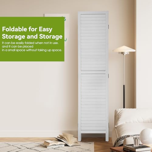 6 Panel Wood Room Divider Privacy Screen Freestanding White U13428