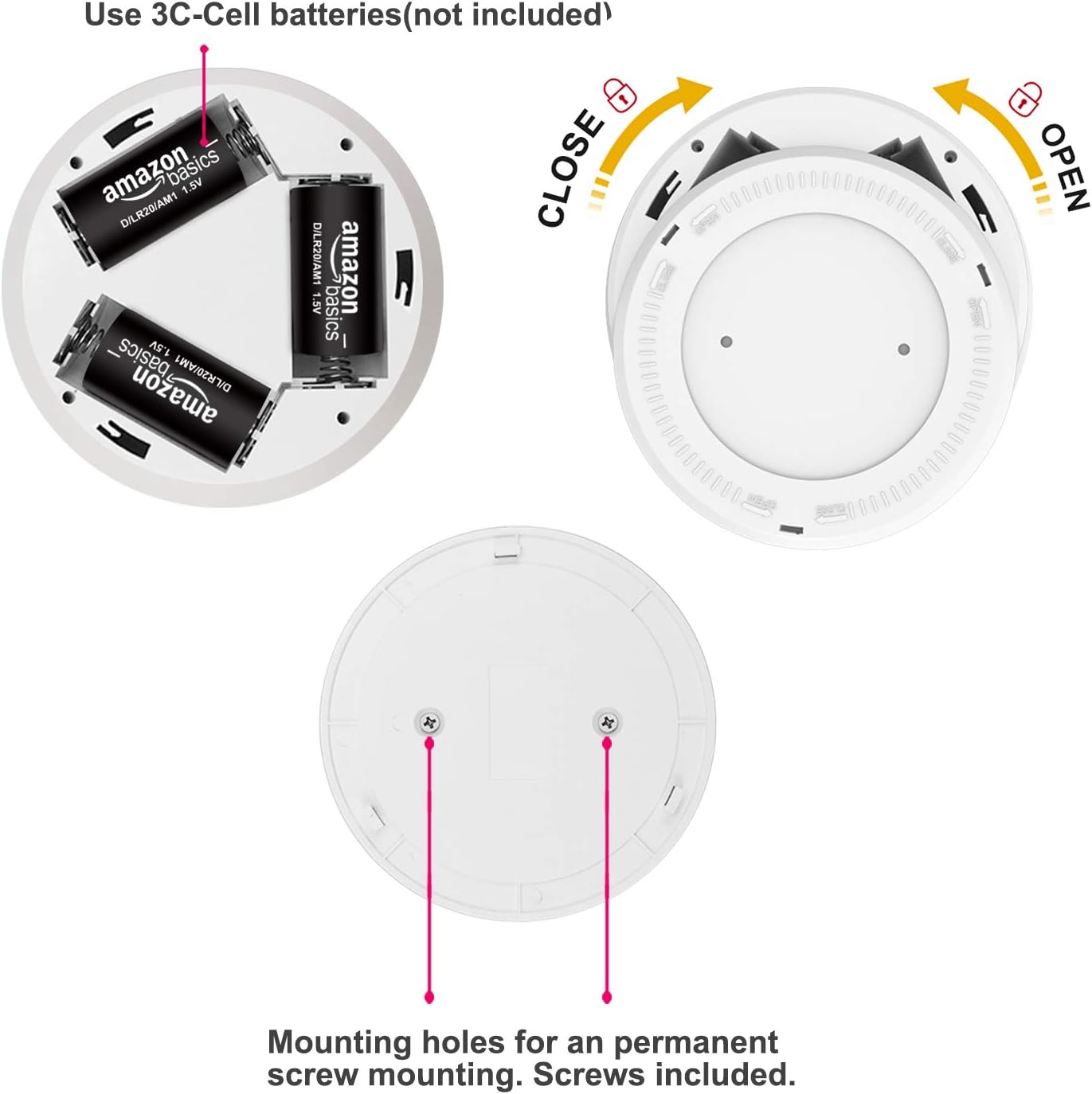 Motion Sensor Ceiling Light Cordless Battery Powered LED Warm White for Indoor X5085