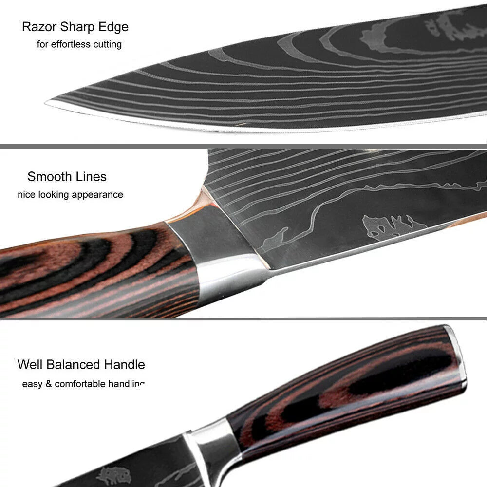 8 Piece Kitchen Chef Knife Set, 3.5-8 Inch, 440A Stainless Steel O36167