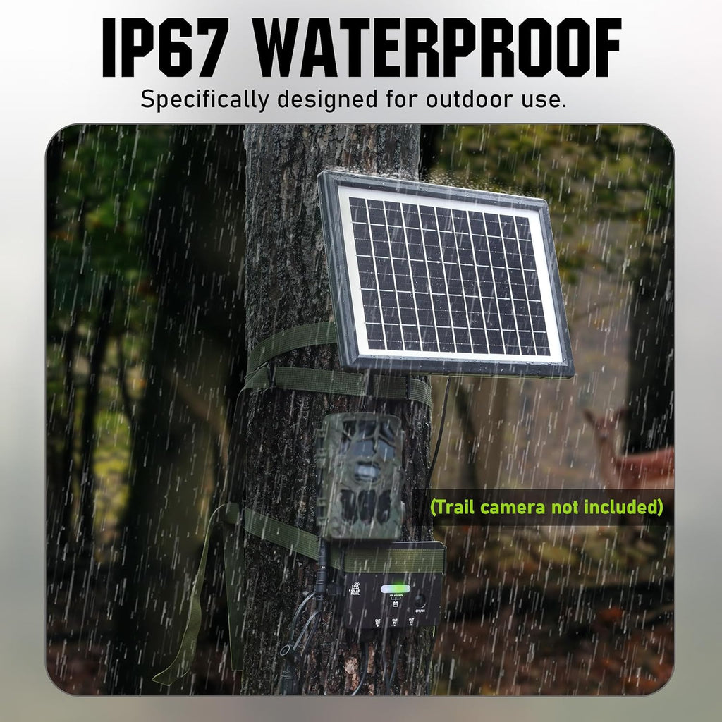 Solar Panel for Trail Camera with 7500mAh Battery and 6V/9V/12V Output J3760