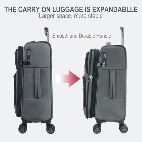 Softside Expandable Carry On Luggage with Spinner Wheels and TSA Lock B846