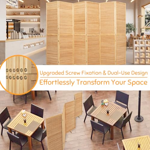 Bamboo Room Divider Folding Privacy Screen, 4 Panel, Beige N84000