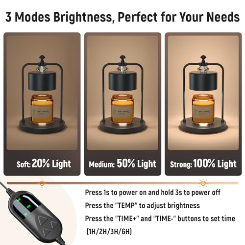Candle Warmer Lamp with Timer and 2 Bulbs, Dimmable Wax Melt Warmer for Home Decor D998607