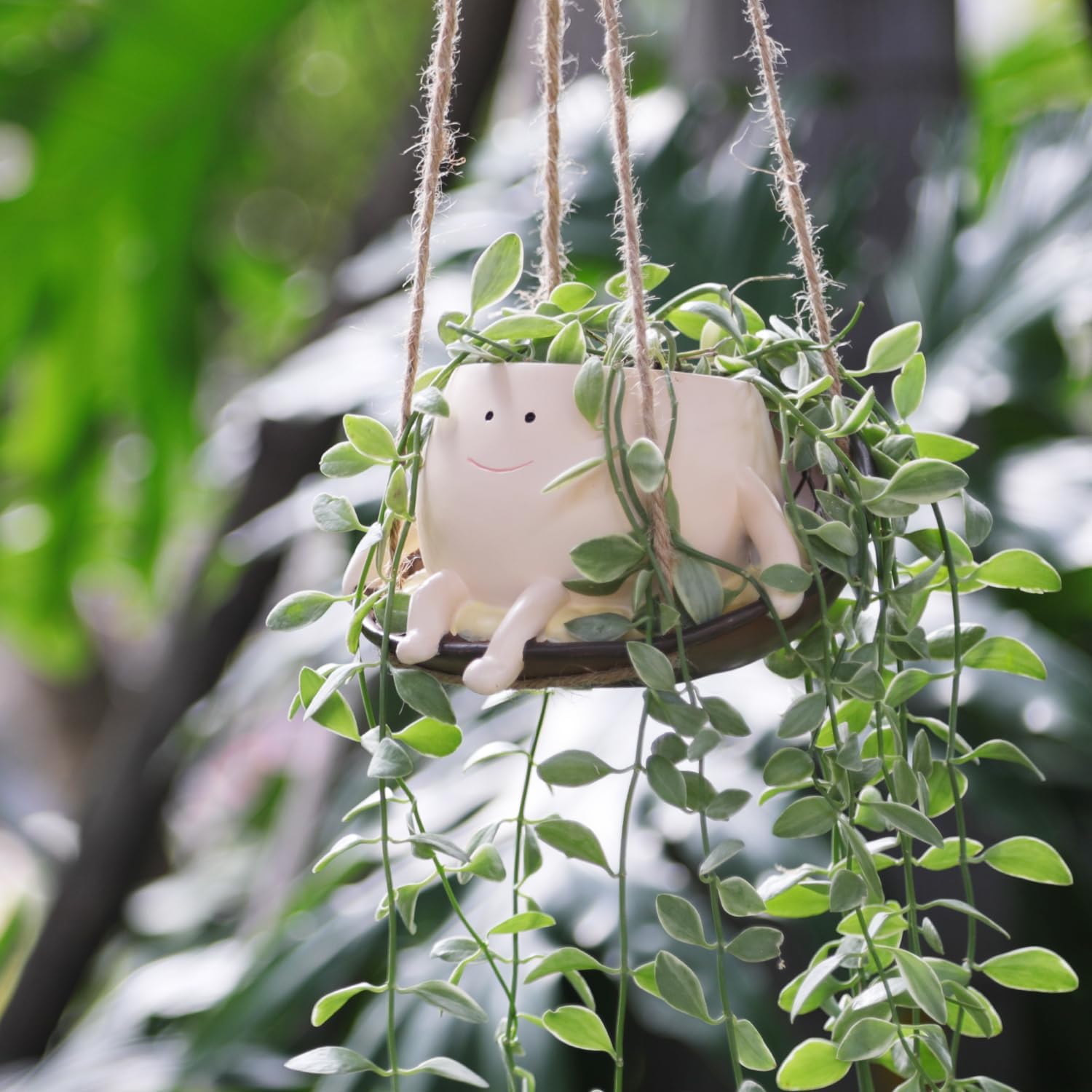 Smile Face Hanging Planter Pot for Indoor Outdoor Plants I2292